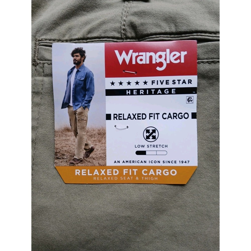 Wrangler Five Star Heritage Relaxed Fit Cargo Pants Khaki 40x32 1070ABWEW